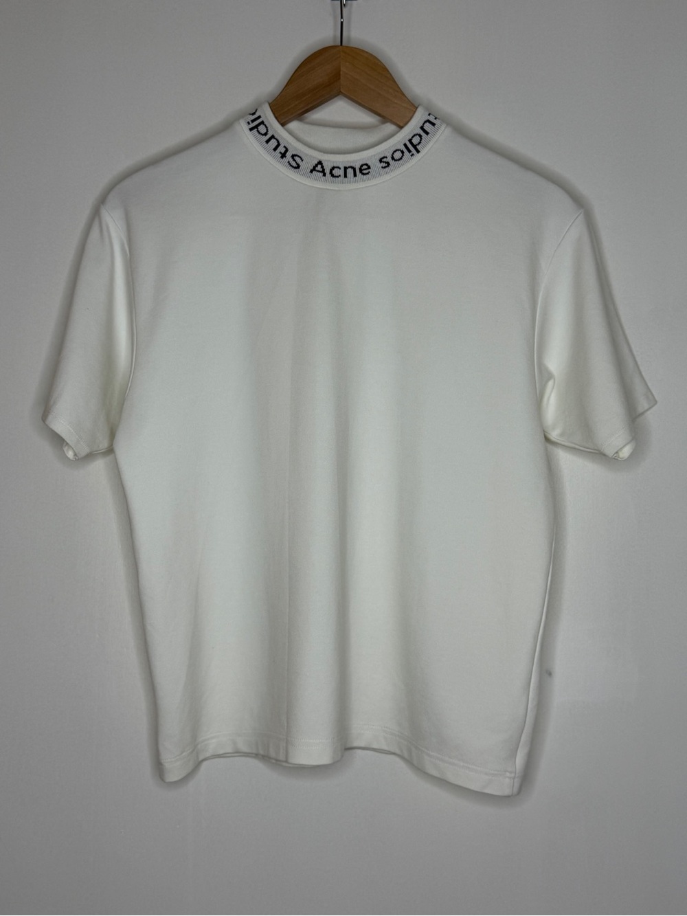 Acne Studios Navid Short Sleeve Ribbed Collar T-Shirt Mens Small White Portugal